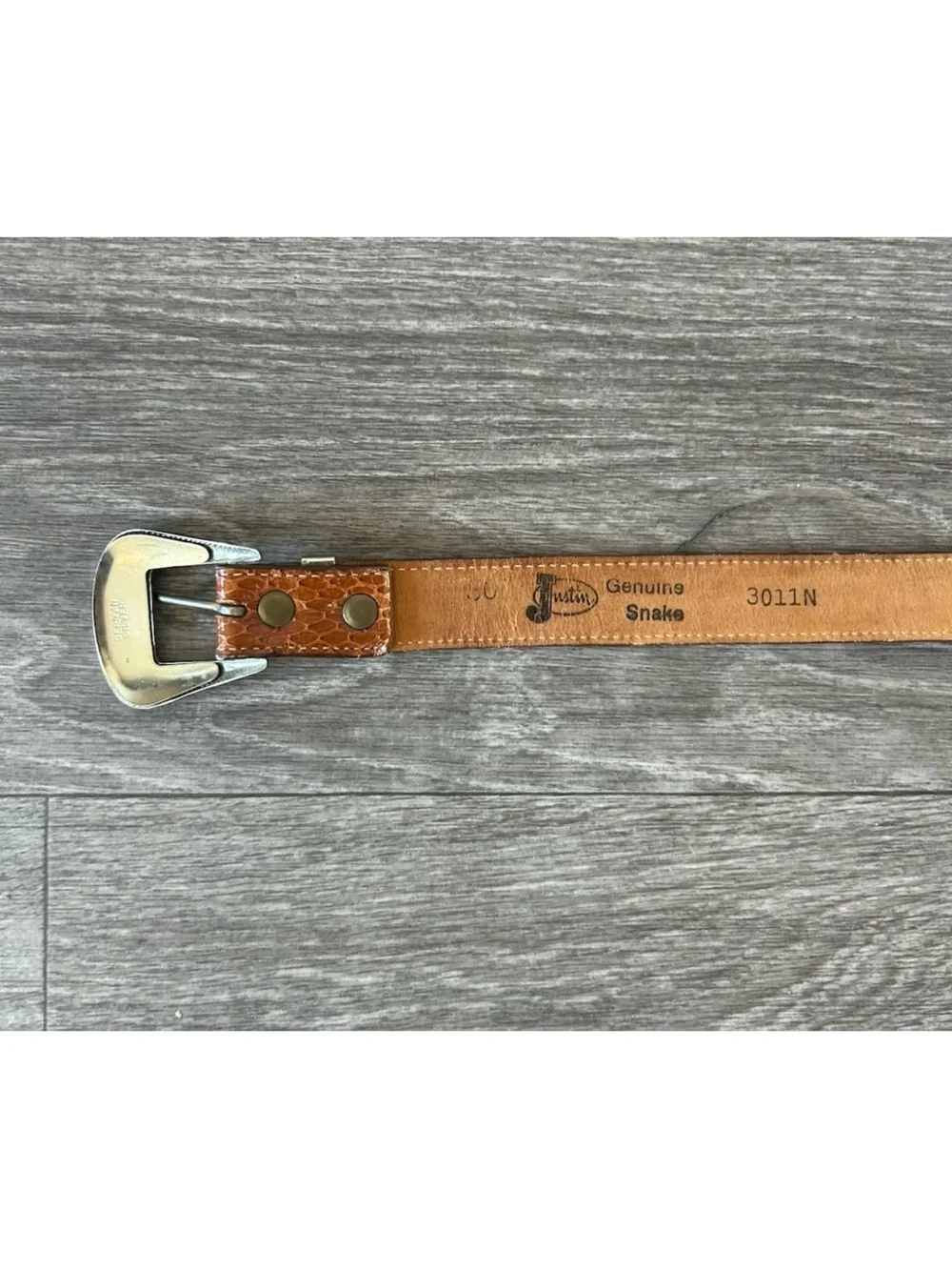 Vintage This Wicked West Genuine Snakeskin Belt German Silver Buckle Vail 34